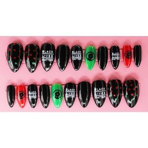 Black Lives Matter Medium Stiletto Gloss Finish Press On Nails Long